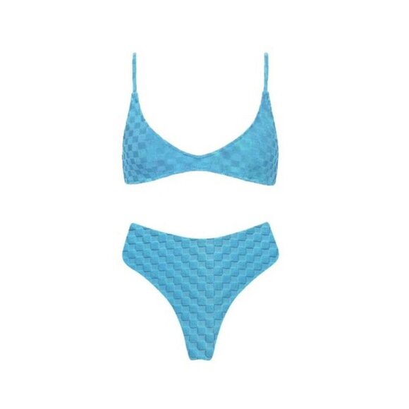 NWT Sunday Brunch CHECK MATE BIKINI in Blue - Size Medium - Picture 10 of 11